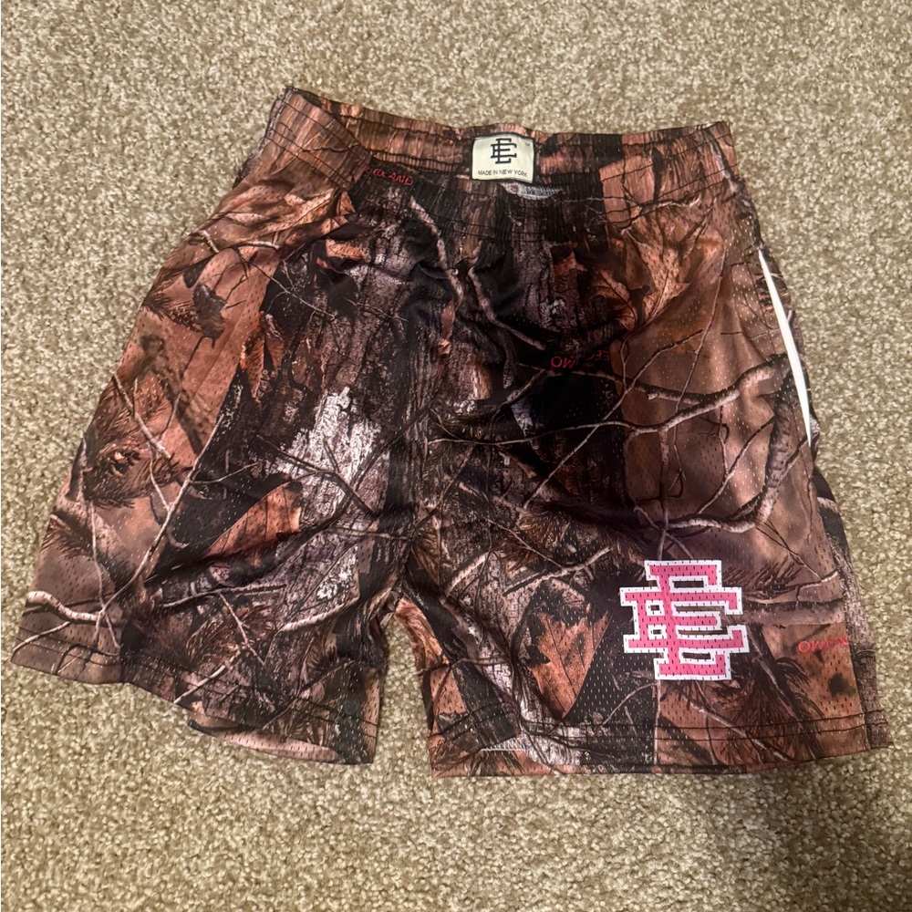 Eric Emmanuel Camo Shorts Pink Logo